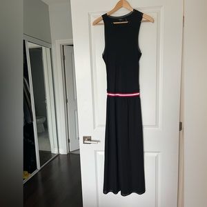 THEORY: Black Maxi with Pink & White waist band: large